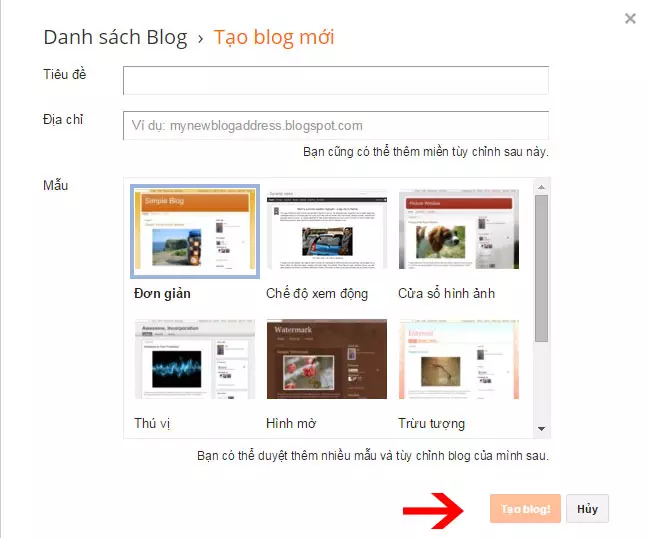 Hướng dẫn tạo mới một Blogspot hay Blogger